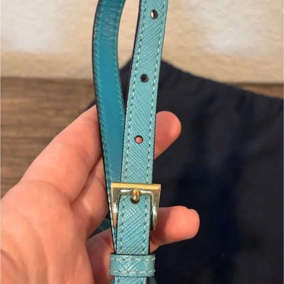 Prada Milano Teal Blue Small Leather Kisslock Opening Crossbody Shoulder Bag - Picture 10 of 10